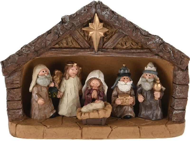 Koopman Weihnachtskrippe, 18 cm, 7-teilig, Braun