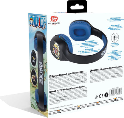 Konix One Piece Bluetooth 5.3 draadloze hoofdtelefoon voor smartphones en tablets, 30 uur batterijduur, 3,5 mm jack-kabel, Luffy-patroon