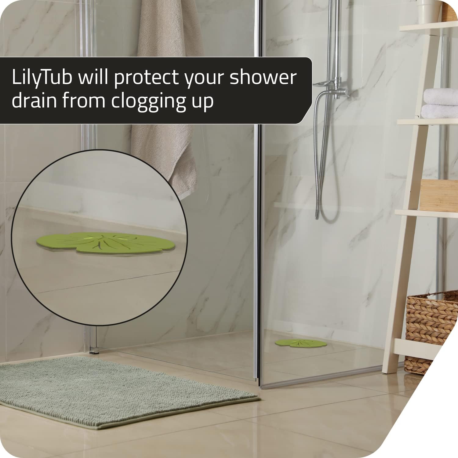 Peleg Design Lilytub: Drain Hair Catcher - Fun Lily Pad-Shaped Shower Drain Hair Catcher w/Suction Cups | Silicone Hair Catcher | Shower Drain Hair Catcher for Drains of Up to 4” | Cute Drain Cover