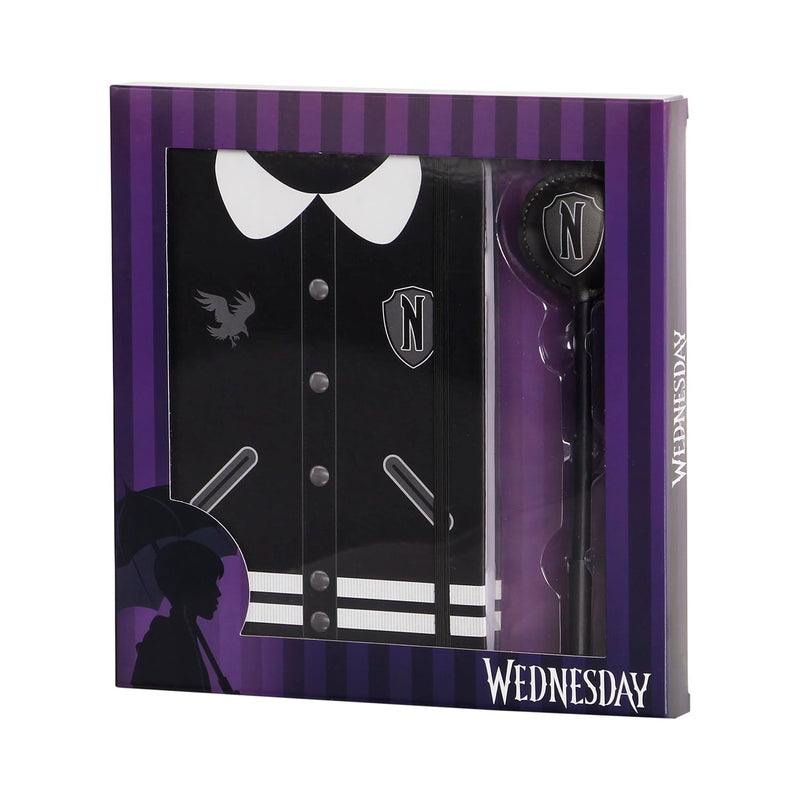 Wednesday Varsity-Gift Box with Diary and Fashion Ballpoint Pen, Black