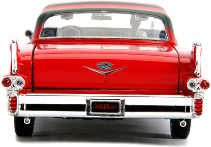Jada 253255004 Pesadilla en Elm Street coche Cadillac Series 62 1958 metal con figura 1:24 Freddy Krueger Die cast Vehicle, red Cadillac Car Nightmare on Elm Street