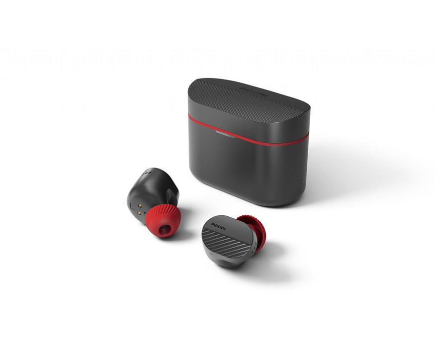 PHILIPS TAA5508BK True Wireless Bluetooth In-Ear Noise Cancelling Pro Headphones with Mic | Natural Sounding Earbuds | Up To 28 Hours Play Time | Charging Case | IPX5 | Black