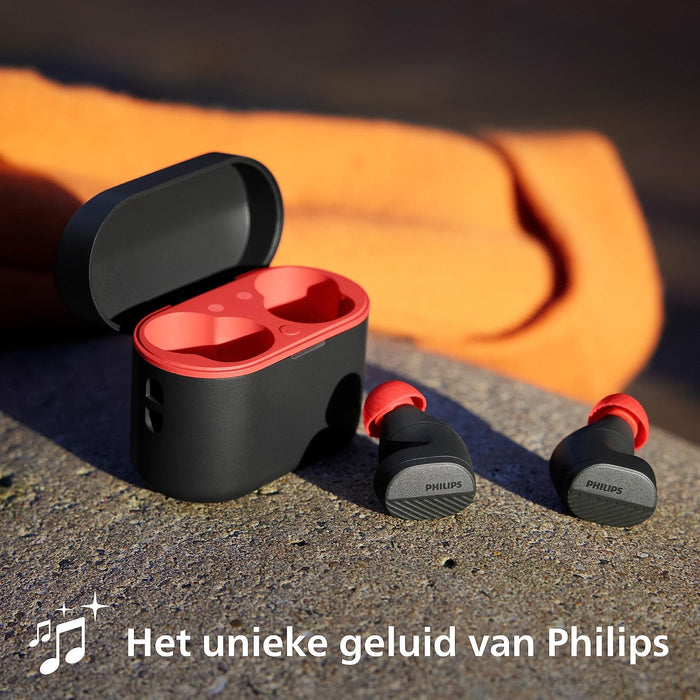 PHILIPS TAA5508BK True Wireless Bluetooth In-Ear Noise Cancelling Pro Headphones with Mic | Natural Sounding Earbuds | Up To 28 Hours Play Time | Charging Case | IPX5 | Black