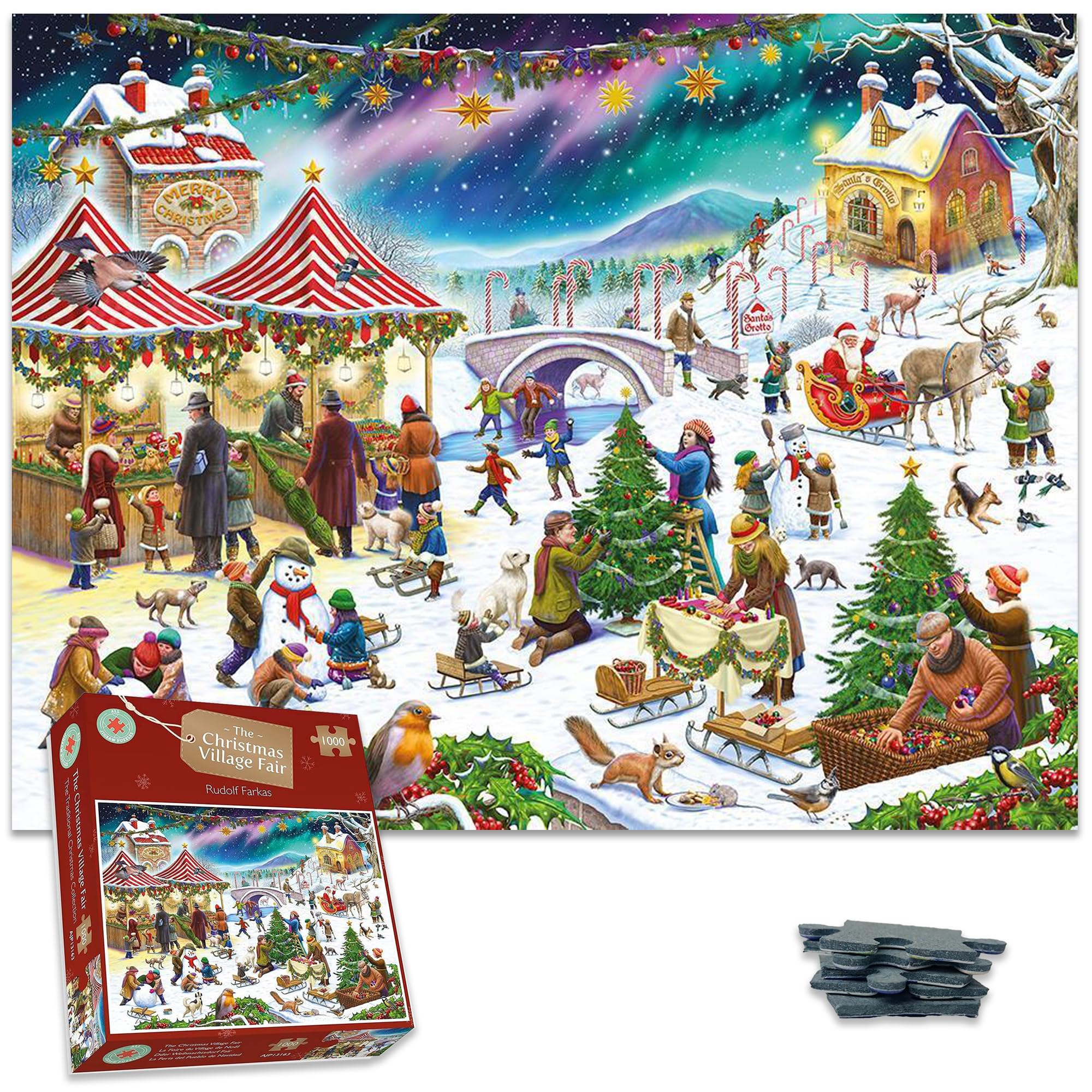 1000 Piece Jigsaw Puzzle - Christmas Village Fair by Rudolf Farkas -1000 Piece Jigsaw Puzzles for Adults - Hardest Jigsaw Puzzle, Festive Puzzle, Present