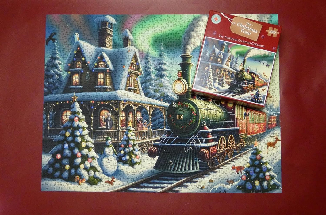 The Christmas Express Train 1000 Piece Festive Santa Jigsaw Puzzle For Adults - Family Fun Games For Xmas - Made In Britain Size 66 x 50cm