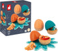 Janod Surprise 3 Baby Dinosaur-Hiding Eggs-Pull Open-FSC Wooden Toy-18 Months +, J05834, Multicolor