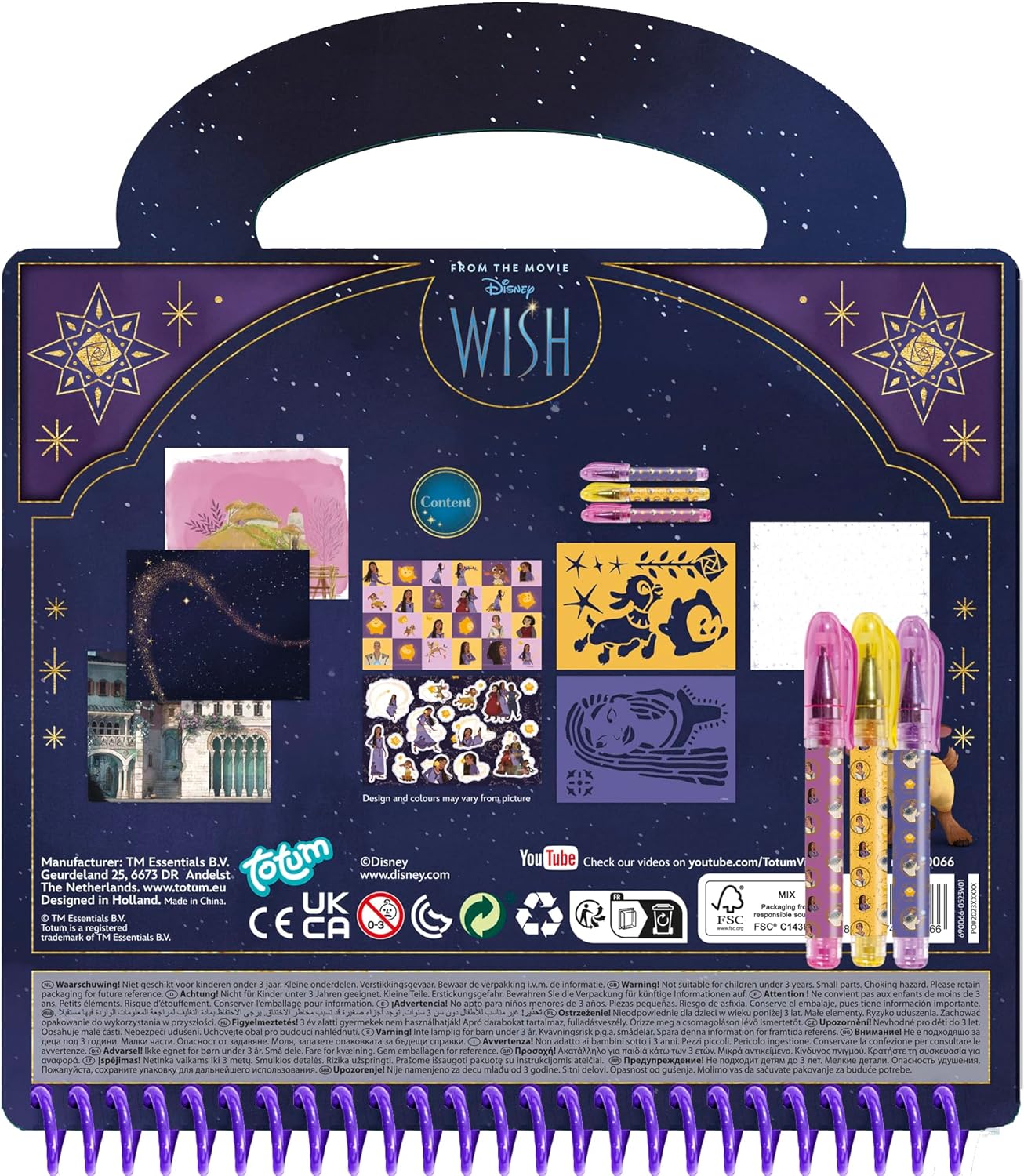 Totum Disney Wish Designer Activity, Craft or Art Book with Gel Pens, Stencils and Scene Setters, Suits Ages 3 Years+