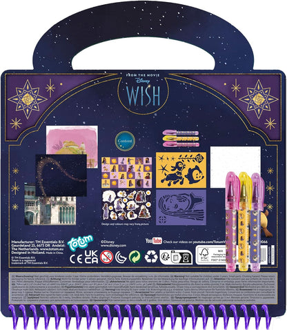 Totum Disney Wish Designer Activity, Craft or Art Book with Gel Pens, Stencils and Scene Setters, Suits Ages 3 Years+