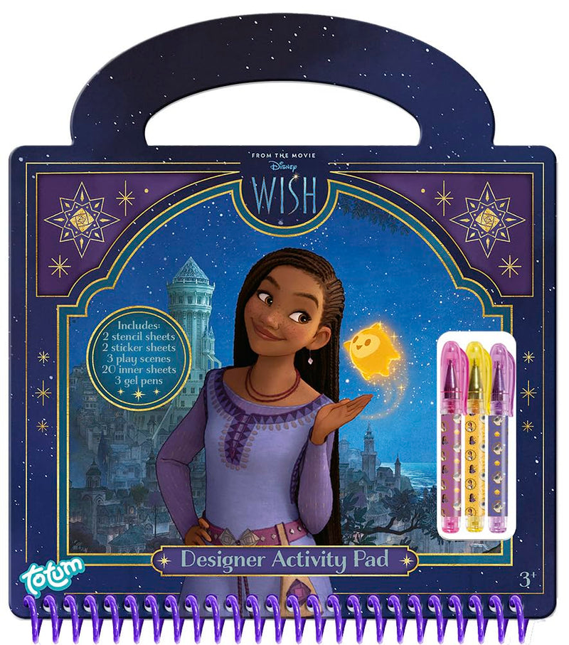 Totum Disney Wish Designer Activity, Craft or Art Book with Gel Pens, Stencils and Scene Setters, Suits Ages 3 Years+