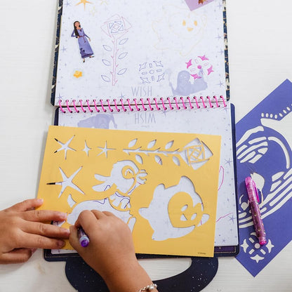 Totum Disney Wish Designer Activity, Craft or Art Book with Gel Pens, Stencils and Scene Setters, Suits Ages 3 Years+