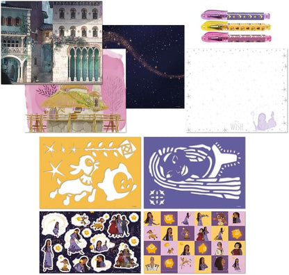Totum Disney Wish Designer Activity, Craft or Art Book with Gel Pens, Stencils and Scene Setters, Suits Ages 3 Years+