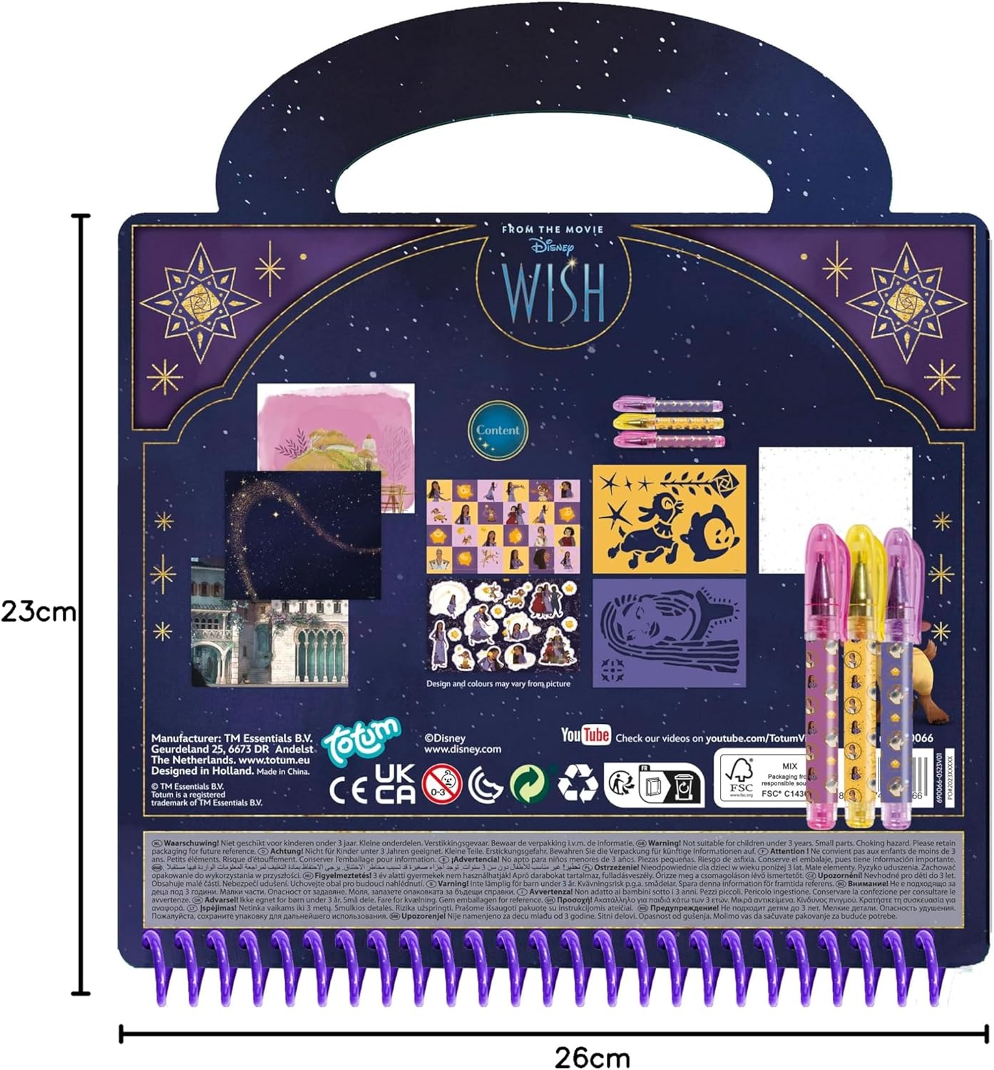 Totum Disney Wish Designer Activity, Craft or Art Book with Gel Pens, Stencils and Scene Setters, Suits Ages 3 Years+