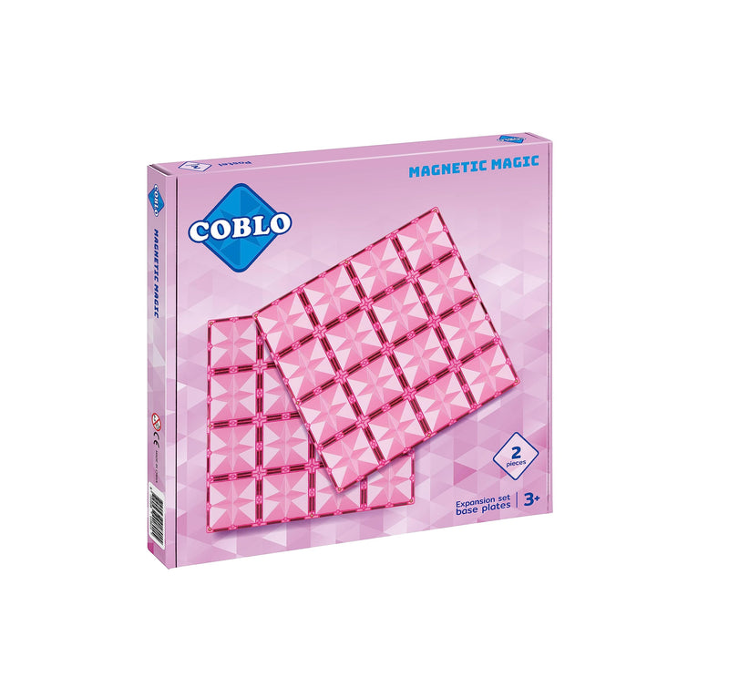 Coblo Pastel - Base Plates Extension Set for Magnetic Building Blocks - Educational Toys for Creativity - Gift Idea - 2 Pieces - Pastel Pink