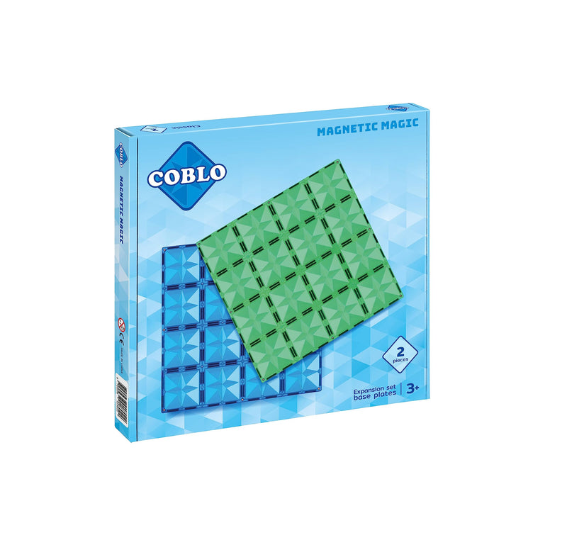 Coblo Classic - Base Plates Extension Set for Magnetic Building Blocks - Educational Toys for Creativity - Gift Idea - 2 Pieces - Green & Blue