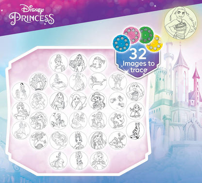 Lisciani - PRINCESS PROJECTOR DRAWING SCHOOL - For Children Aged 4 and Up - Learn to Draw Disney Princesses - Includes Projector, Discs, Colored Pens, Stickers, Paper, and More