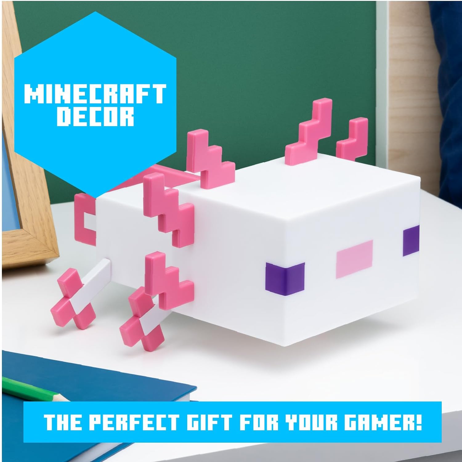 Paladone Minecraft Axolotl Light Decorate Your Desk or Bedside Table Powered by 3 x AA Batteries