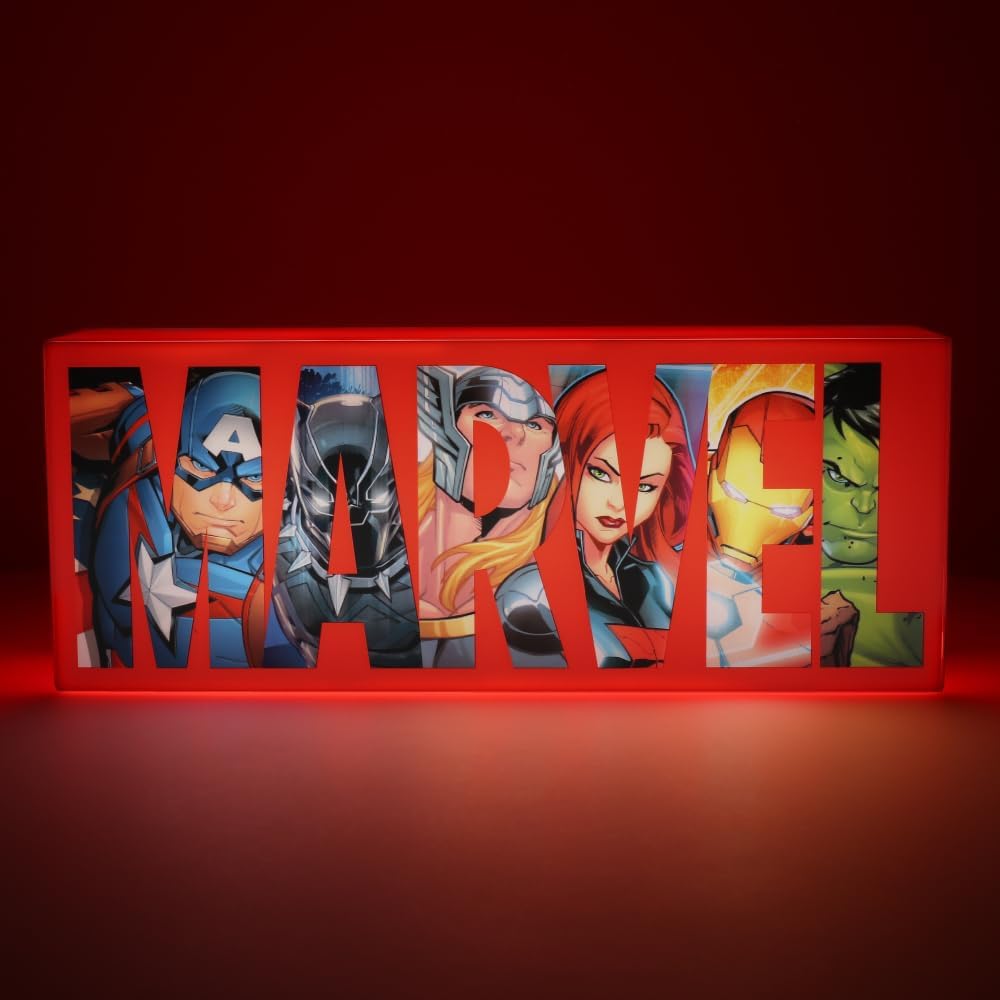 Paladone Marvel Avengers Logo Light, 2 Light Modes, Decorative Display Sign for Marvel Fans, Powered by Cable or AAA Batteries