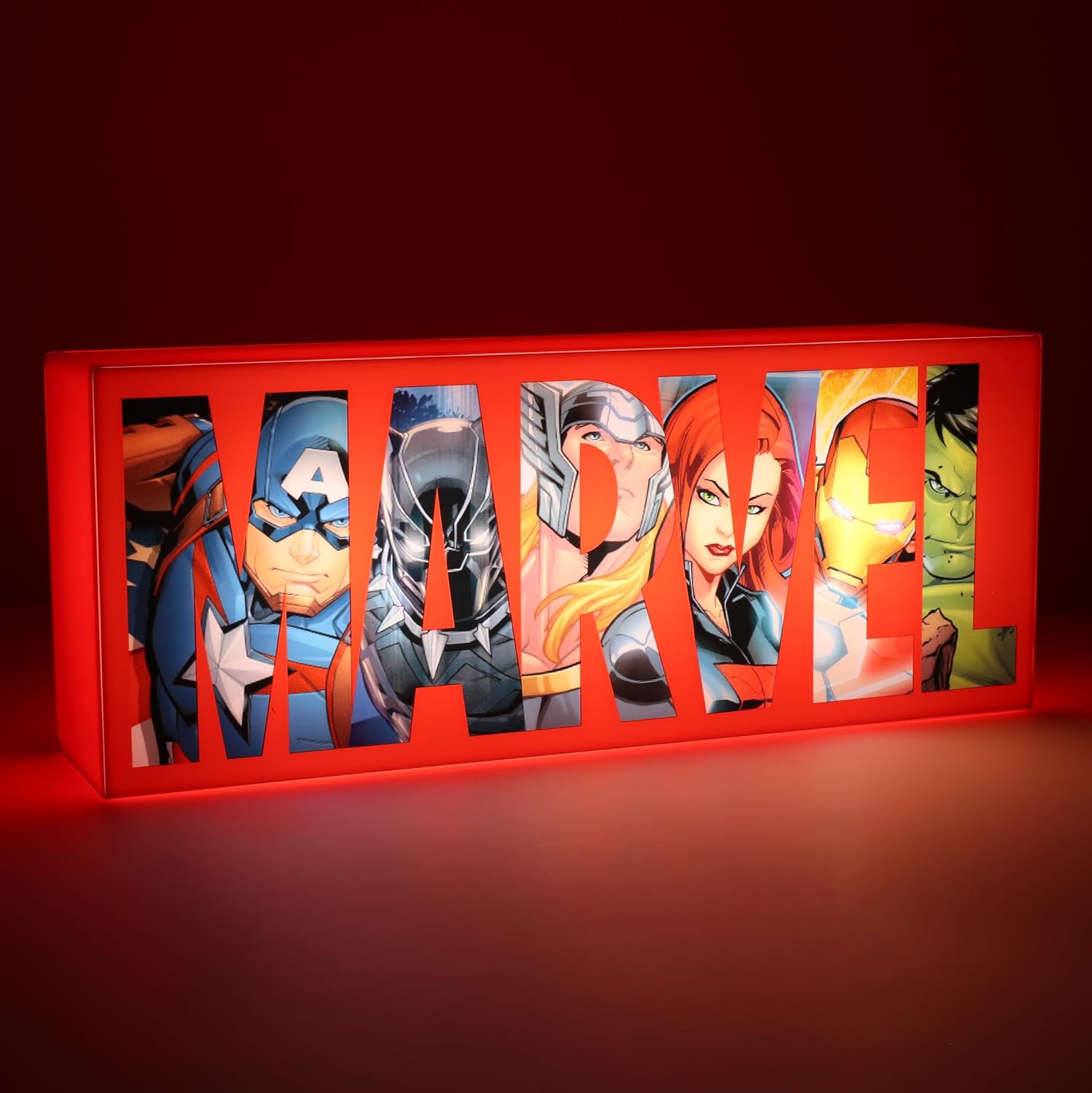 Paladone Marvel Avengers Logo Light, 2 Light Modes, Decorative Display Sign for Marvel Fans, Powered by Cable or AAA Batteries