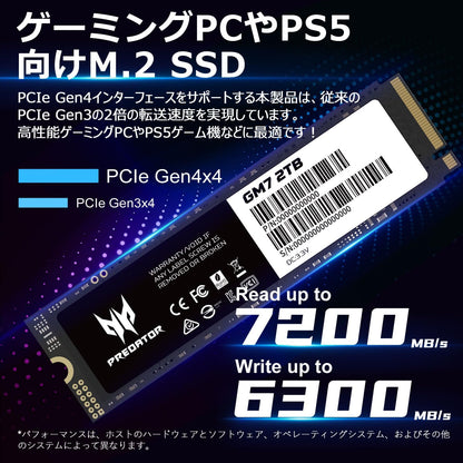 ACER GM7 2Tb M.2 NVMe PCIe Gen 4x4 SSD PREDATOR