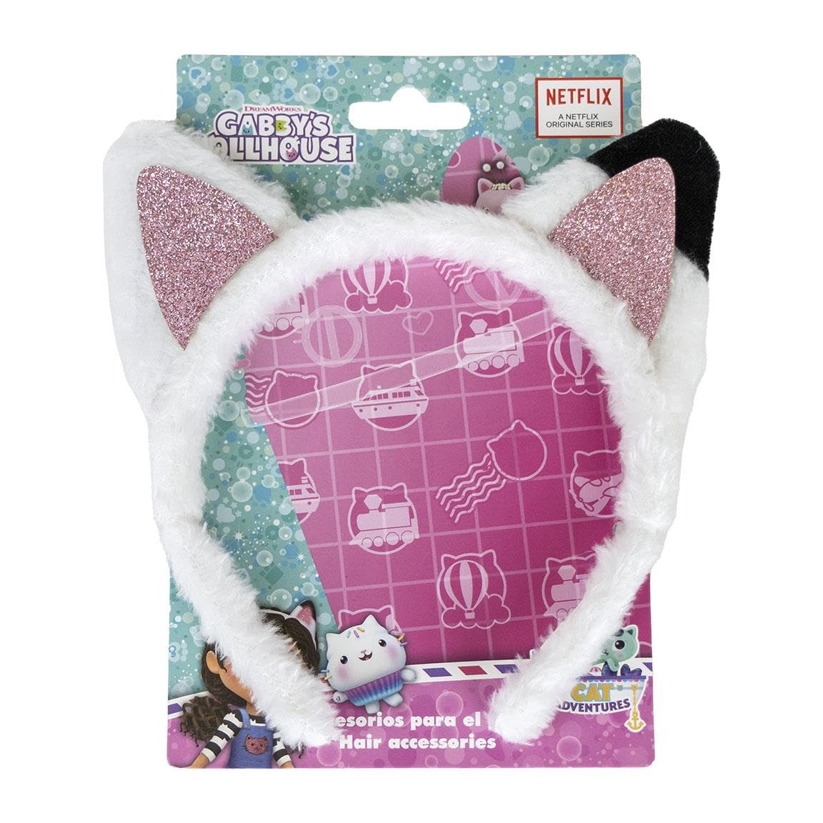 Haarreif von Gabby's Dollhouse, weiß, aus widerstandsfähigen Materialien, Design von Panty Pfoten mit Ohren, Originalprodukt, entworfen in Spanien
