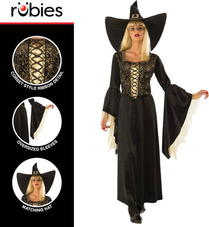 Bristol Novelty Golden Web Witch Adult Halloween Costume, Ladies