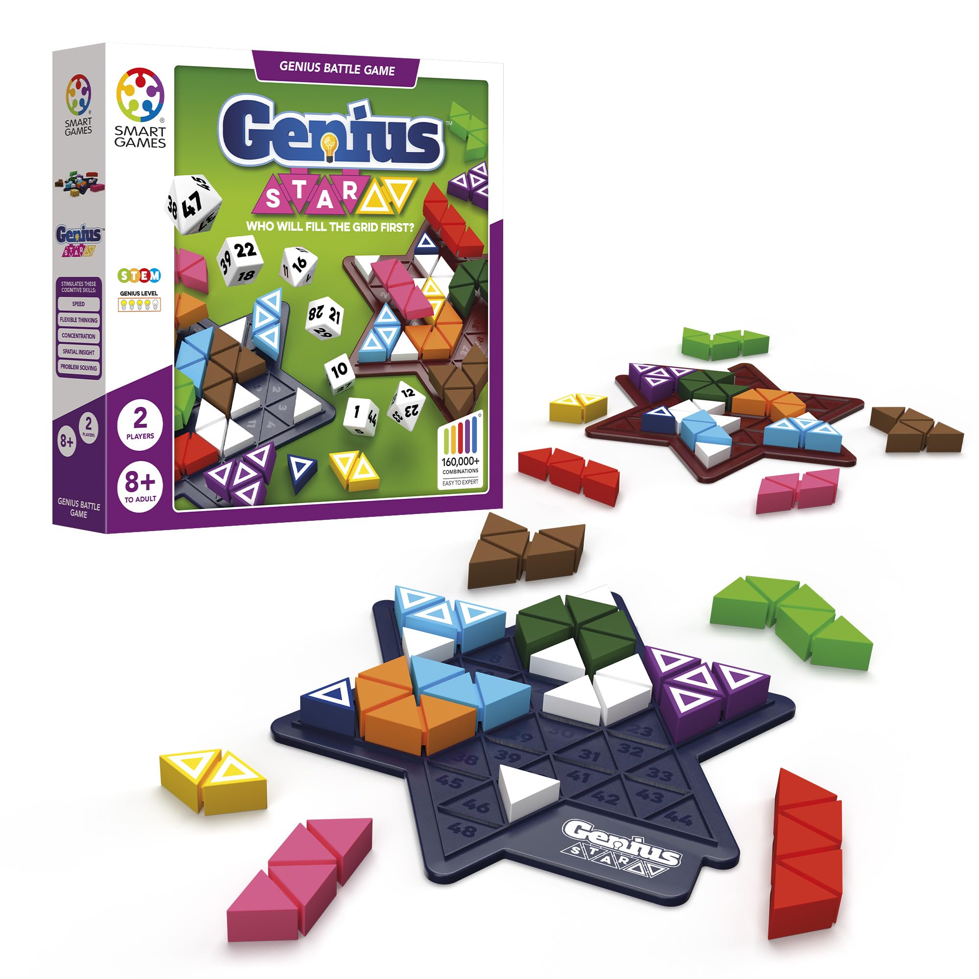 The Happy Puzzle Company - The Genius Star - Educational Brainstorming - Strategy Game and Skill Building - 8 Years + - 1 or 2 Players - Multilingual - SGHP 002