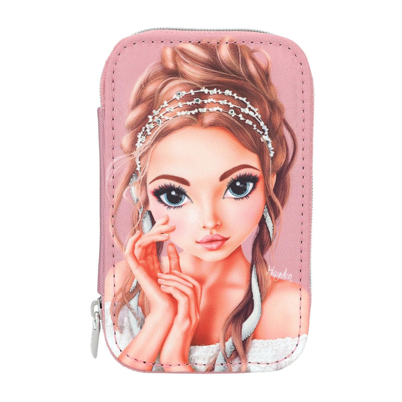 Depesche 12526 TOPModel Glitter Queen Jewellery Box in Pink with Rhinestones - Zipped Jewellery Box