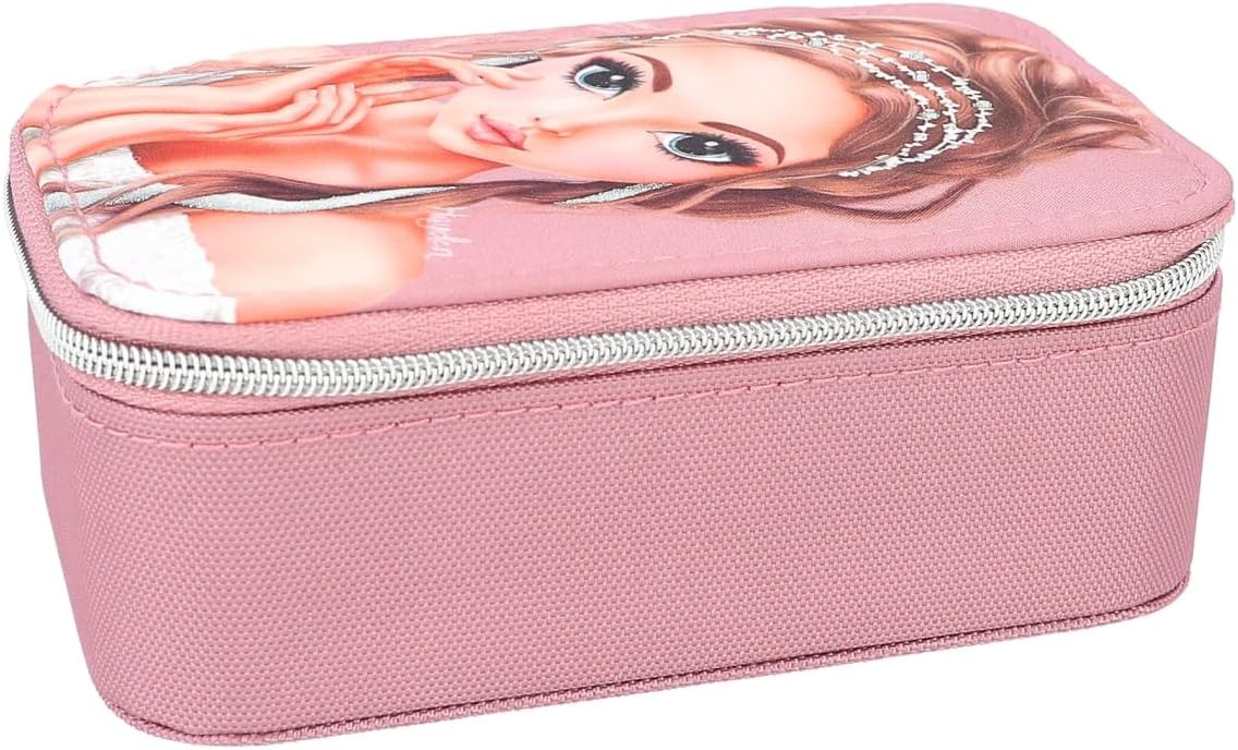 Depesche 12526 TOPModel Glitter Queen Jewellery Box in Pink with Rhinestones - Zipped Jewellery Box