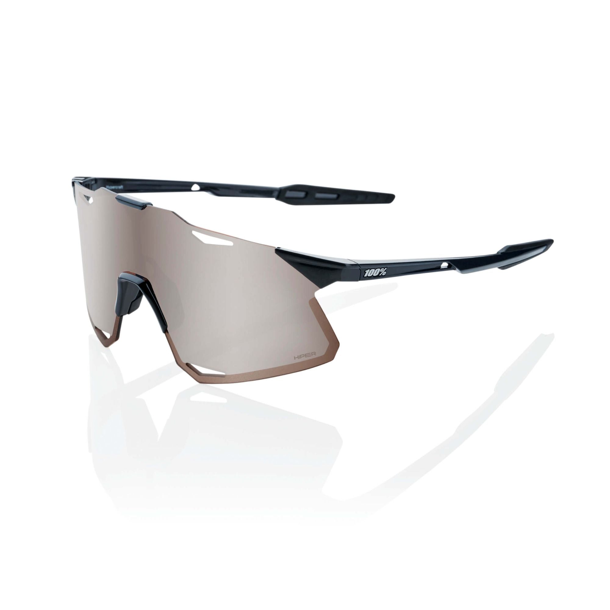 100% Hypercraft Glasses - Gloss Black / HiPER Silver Mirror Lens