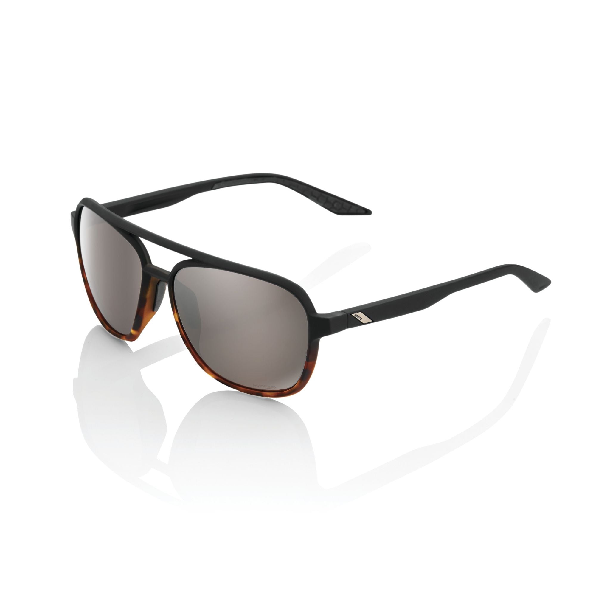 100% Konnor Glasses - Matte Translucent Brown Fade / HiPER Silver Mirror Lens