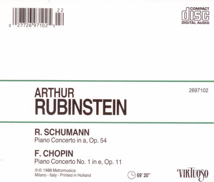 Arthur Rubinstein Plays Piano Concertos by Schumann, Op.54 & Chopin, No.1, Op.11