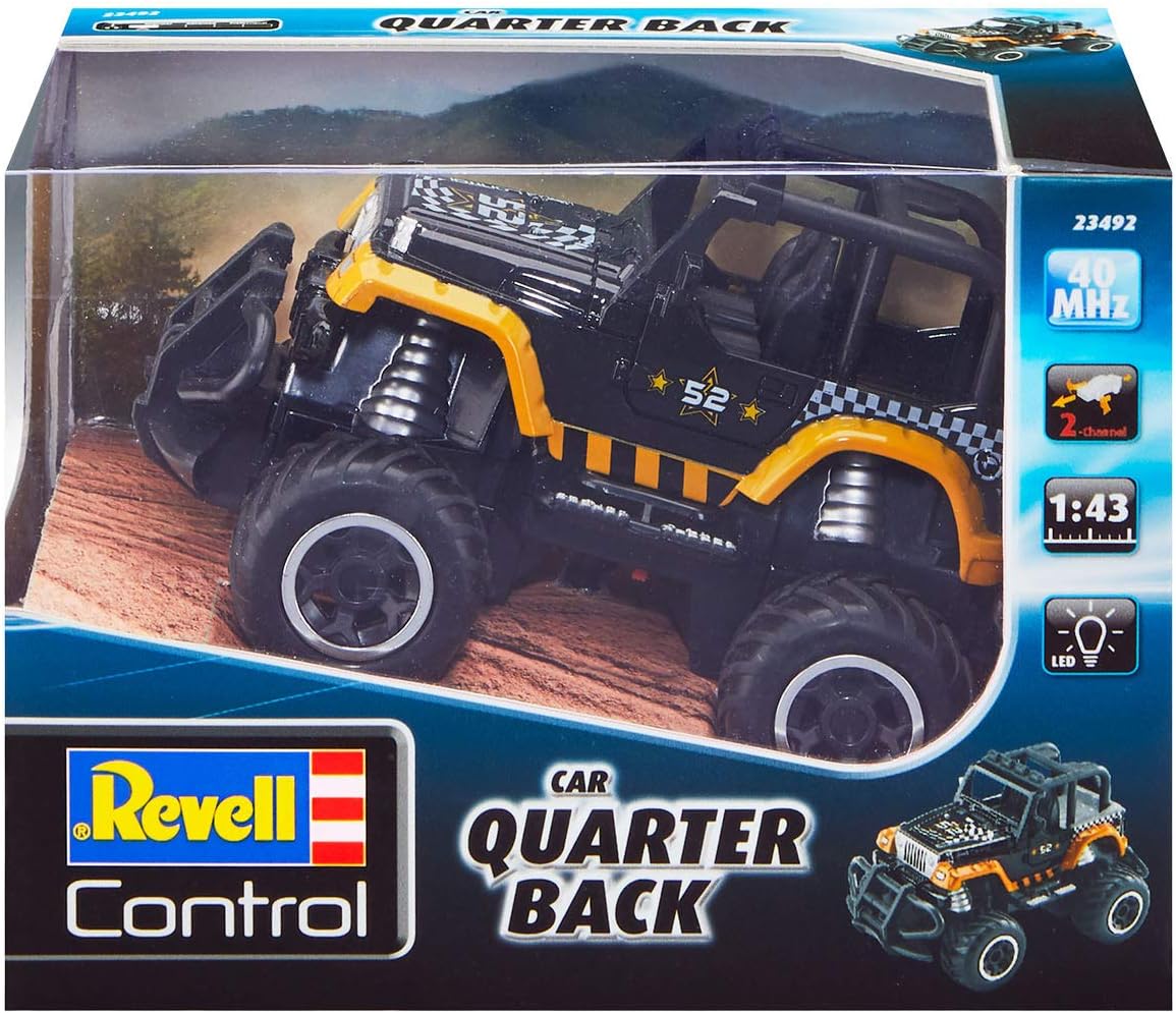 Revell Control 23492 Remote Control Car "Quarter Back" With 40 MHz Control, 1:43 Scale, 14cm in length, Black/Orange