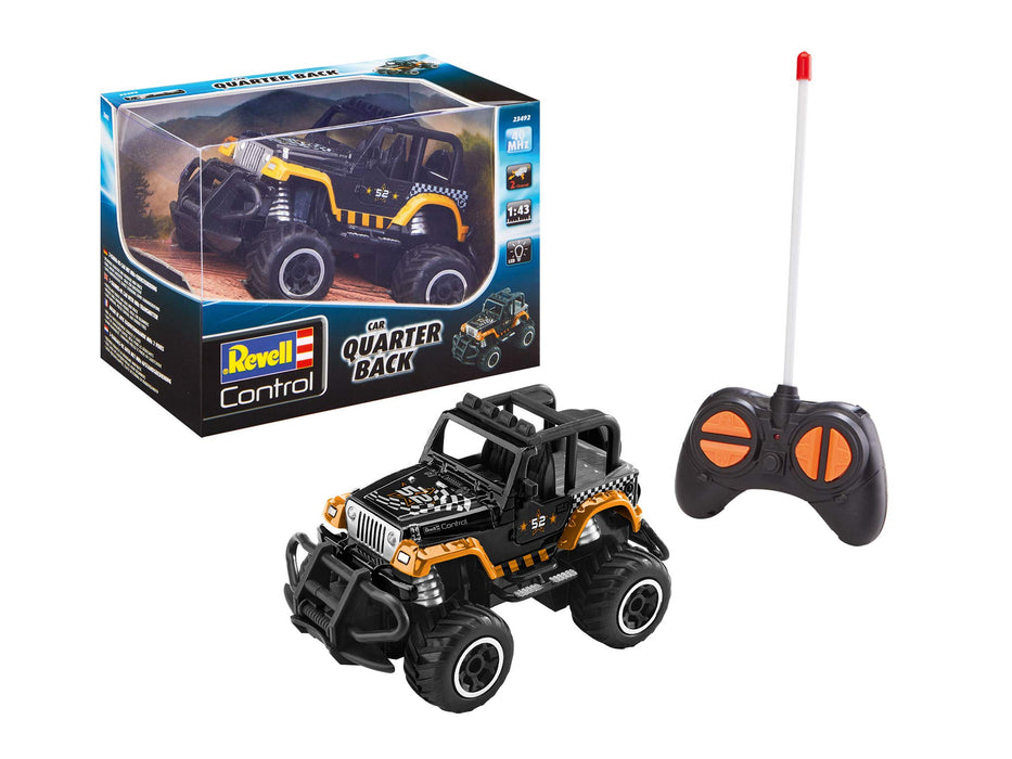 Revell Control 23492 Remote Control Car "Quarter Back" With 40 MHz Control, 1:43 Scale, 14cm in length, Black/Orange