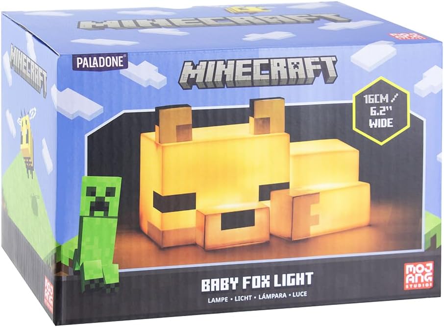 Paladone Minecraft Fox Night Light | Officially Licensed | Bedroom Décor and Desk Lamp, Black