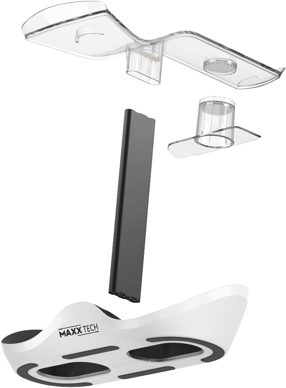 Maxx Tech VR Charging Stand – fast charger for 2 x PS5 PSVR2 controllers and stand for PSVR2 headset, drop & charge with USB-C magnetic charging adaptors, 8 LED lighting modes, LED indicator lighting