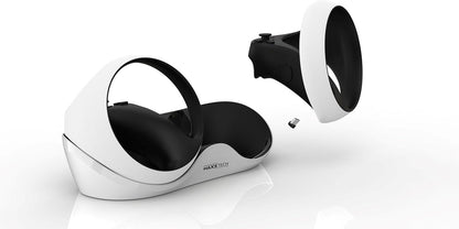 Maxx Tech VR Charging Stand – fast charger for 2 x PS5 PSVR2 controllers and stand for PSVR2 headset, drop & charge with USB-C magnetic charging adaptors, 8 LED lighting modes, LED indicator lighting