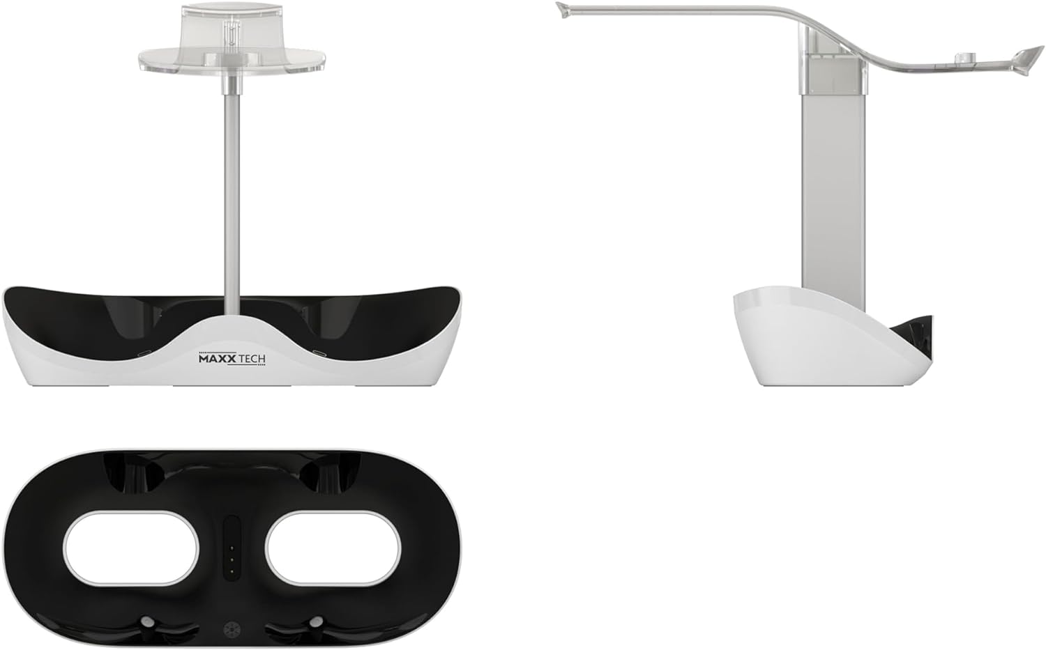 Maxx Tech VR Charging Stand – fast charger for 2 x PS5 PSVR2 controllers and stand for PSVR2 headset, drop & charge with USB-C magnetic charging adaptors, 8 LED lighting modes, LED indicator lighting