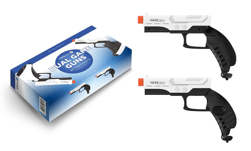 Maxx Tech VR Dual Game Guns Kit – designed for PlayStation5 PSVR2 controllers, includes 2 game guns compatible with Pistol Whip, Resident Evil, Pavlov, The Walking Dead Saint & Sinners, Synapse + more