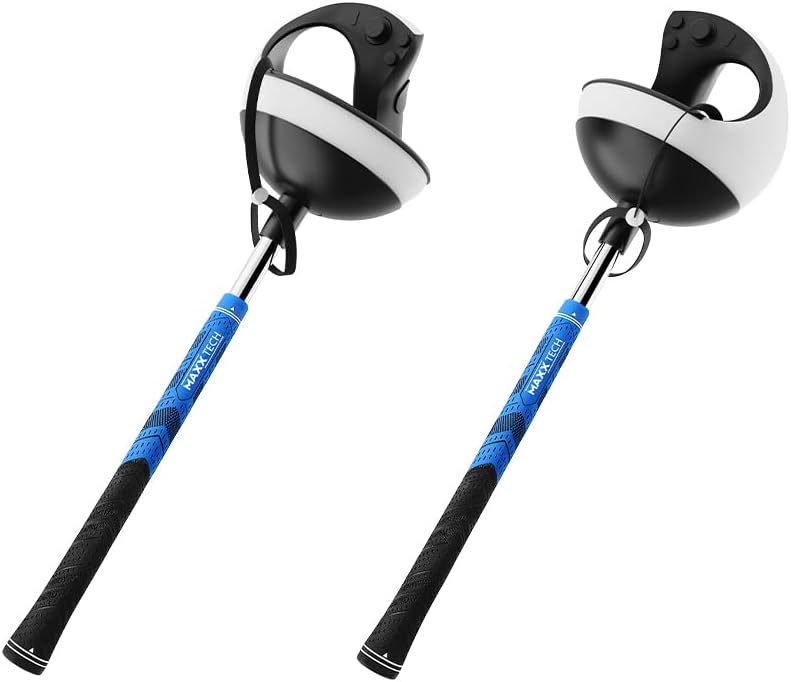 Maxx Tech VR Pro Golf Clubs Kit designed for PlayStation 5 PSVR2 controllers, includes 2 premium quality golf clubs compatible with Golf +, Walkabout Mini Golf and many more