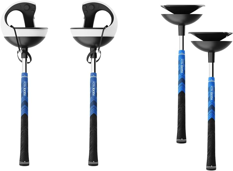 Maxx Tech VR Pro Golf Clubs Kit designed for PlayStation 5 PSVR2 controllers, includes 2 premium quality golf clubs compatible with Golf +, Walkabout Mini Golf and many more