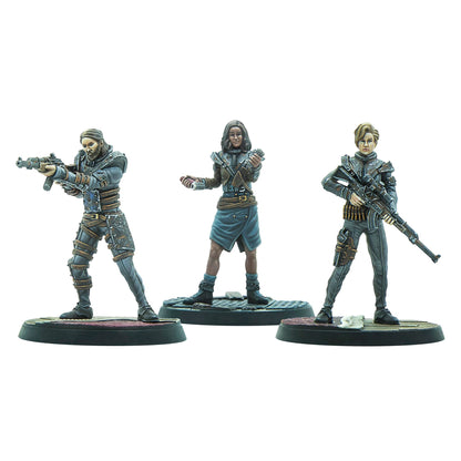Modiphius Entertainment: Fallout: Wasteland Warfare Raiders - Operators Bosses - 3 Figures, Nuka World Wave, 32mm Multi-Part Resin Unpainted Mniatures