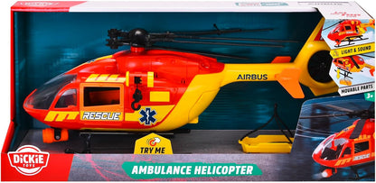 Dickie Toys - RESCUE HELICOPTER AIRBUS H145 (36 cm) - Toy Helicopter with Wind-Up Propeller, Light, Sound & Accessories - Children's Toy from 3 Years