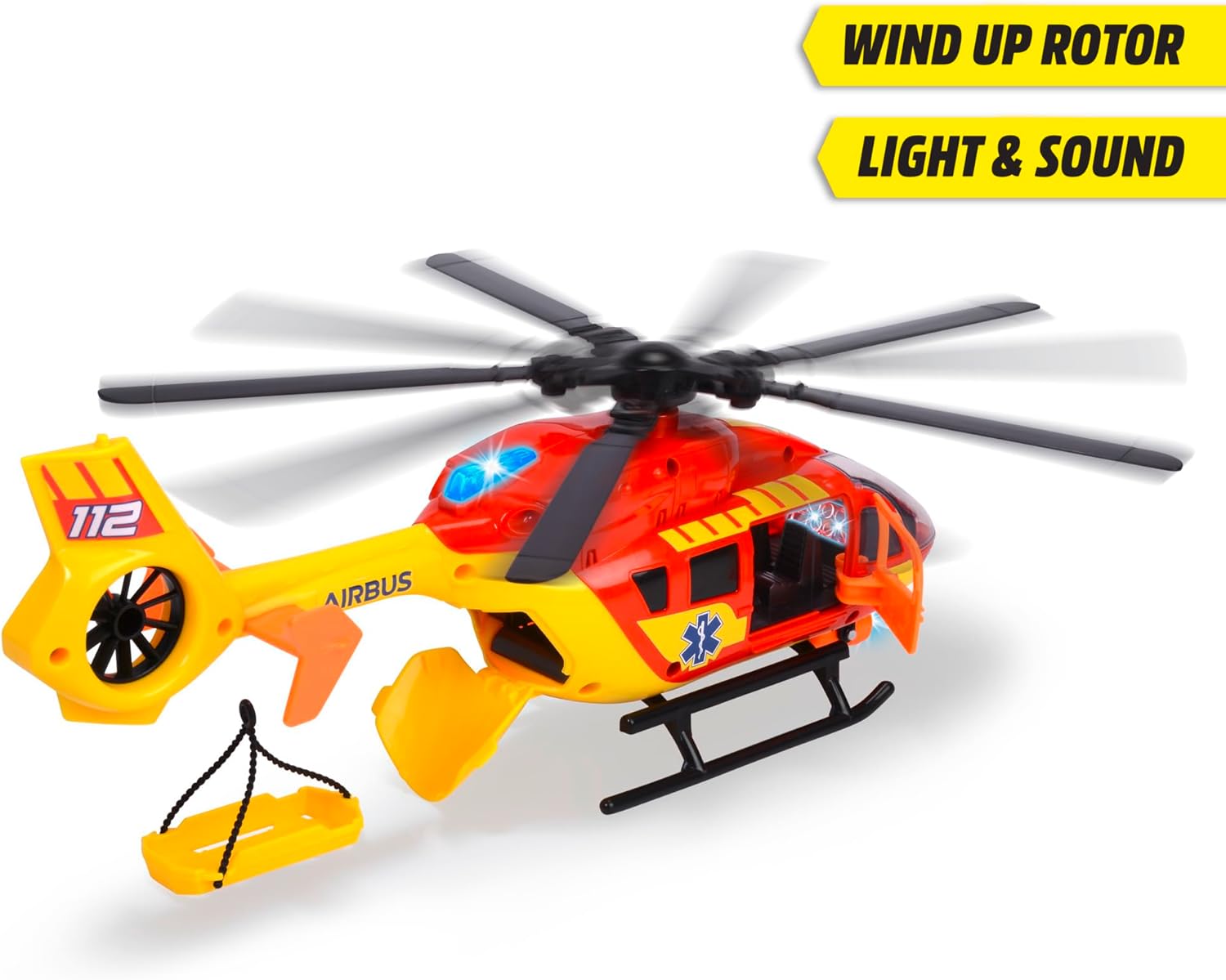 Dickie Toys - RESCUE HELICOPTER AIRBUS H145 (36 cm) - Toy Helicopter with Wind-Up Propeller, Light, Sound & Accessories - Children's Toy from 3 Years