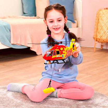 Dickie Toys - RESCUE HELICOPTER AIRBUS H145 (36 cm) - Toy Helicopter with Wind-Up Propeller, Light, Sound & Accessories - Children's Toy from 3 Years