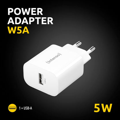 Intenso Power Adapter W5A, USB-A Ladegerät mit 5 Watt, weiß