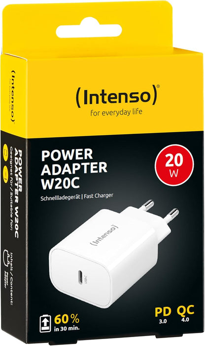Intenso Power Adapter W20C, USB-C Ladegerät mit 20 Watt, weiß