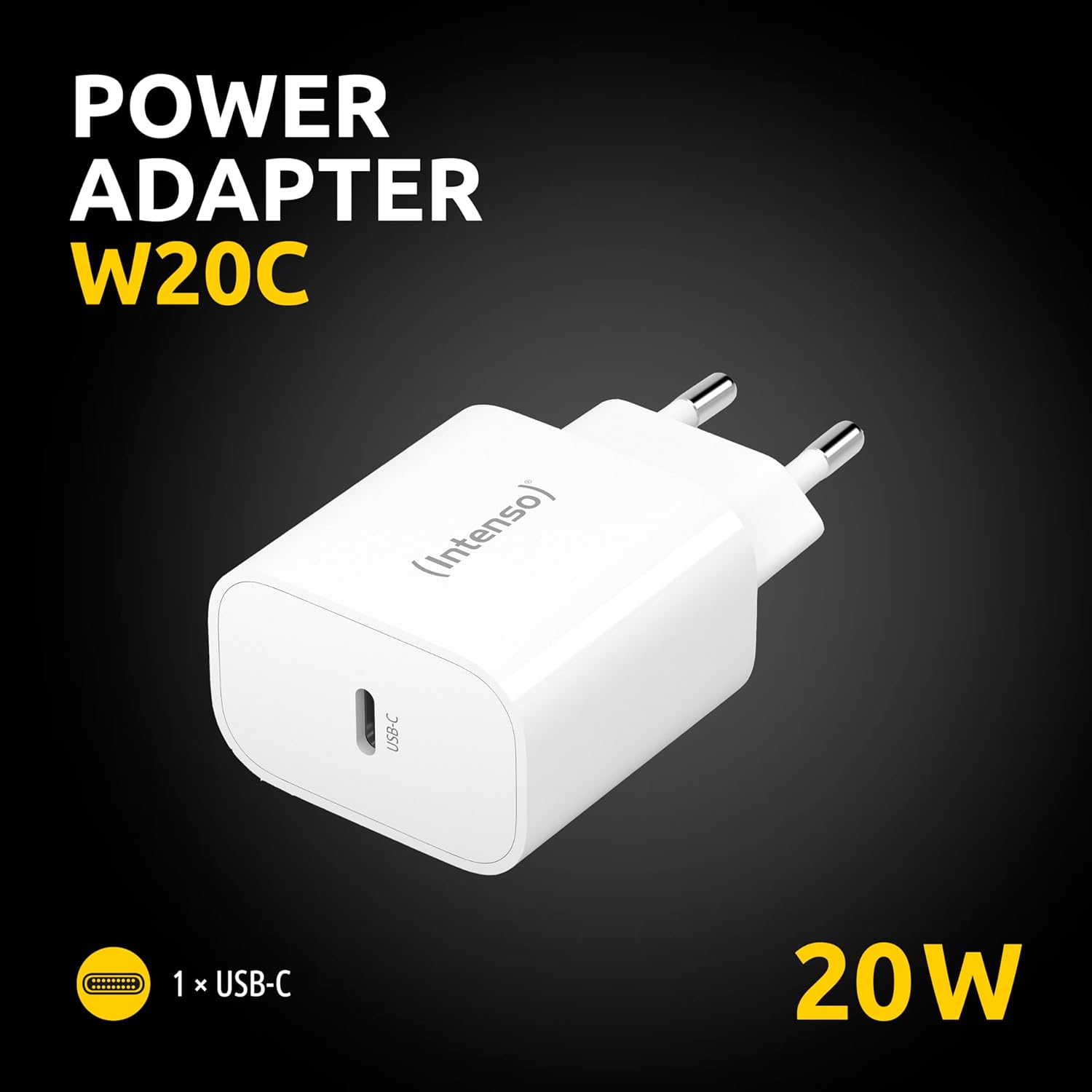 Intenso Power Adapter W20C, USB-C Ladegerät mit 20 Watt, weiß