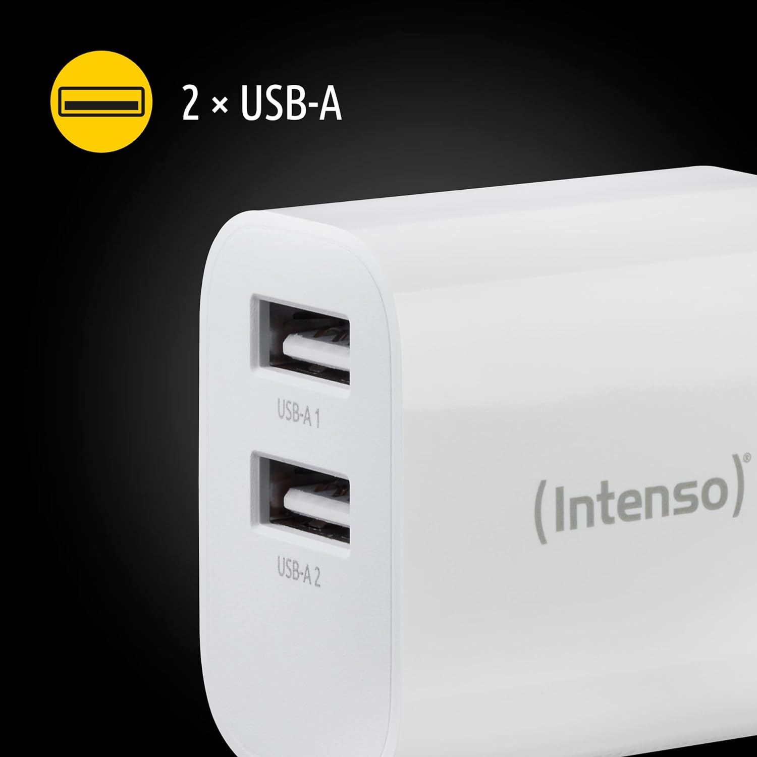 Intenso Power Adapter W24AA, USB-A Charger with 2 USB-A Ports, 24 Watt, White