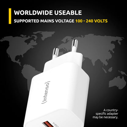 Intenso Power Adapter W30AC, 30 Watt power supply with USB-A and USB-C connection, white