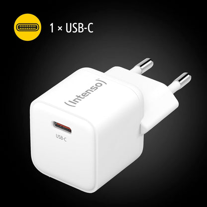 Intenso Power Adapter W30C GaN, USB-C Power Supply with 30 Watt and GaN Technology, White